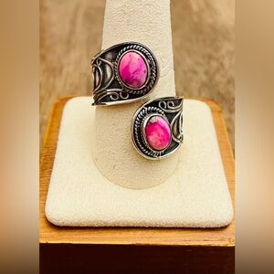 SHIVAM Pink Oyster Turquoise Sterling Silver Ring Size 10